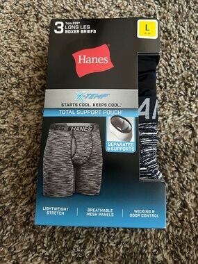 Hanes X-Temp Men's Long Leg Boxer Briefs - Black & Gray - 3 Pack